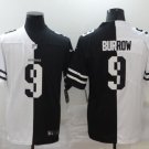Activewear  Uniform #9 Joe Burrow Jerseys White Black Peaceful Coexisting Shirt