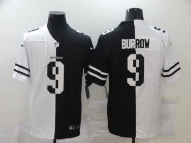 Activewear  Uniform #9 Joe Burrow Jerseys White Black Peaceful Coexisting Shirt