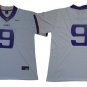 Activewear  Uniform #9 Joe Burrow Jerseys White L S U Tigers 125TH Patch Shirt