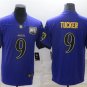 Activewear  Uniform #9 Justin Tucker Jerseys Purple Golden 25th Season Limited Shirt