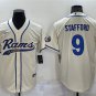 Activewear  Uniform #9 Matthew Stafford Jerseys Cream Baseball CoolBase Shirt