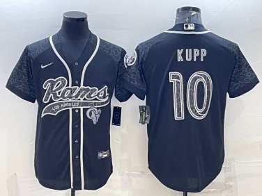 Activewear  Uniform #10 Cooper Kupp Jerseys Black RFLCTV Baseball CoolBase Shirt