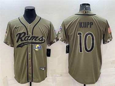 Activewear  Uniform #10 Cooper Kupp Jerseys Olive Salute To Service Baseball Shirt