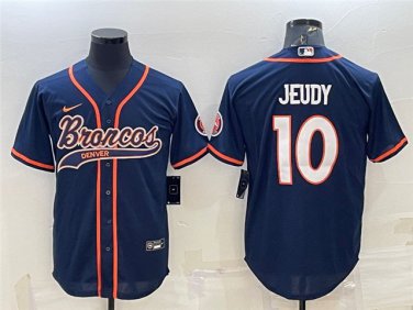 Activewear  Uniform #10 Jerry Jeudy Jerseys Navy Baseball CoolBase Shirt