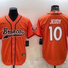 Activewear  Uniform #10 Jerry Jeudy Jerseys Orange Baseball CoolBase Shirt