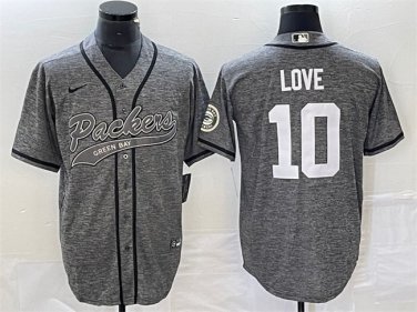 Activewear  Uniform #10 Jordan Love Jerseys Grey Gridiron Baseball CoolBase Shirt
