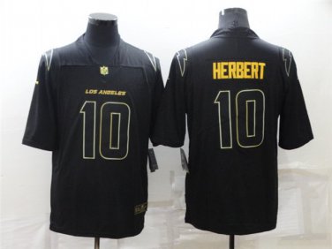 Activewear  Uniform #10 Justin Herbert Jerseys Black Golded Edition Limited Shirt