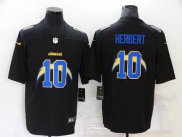 Activewear  Uniform #10 Justin Herbert Jerseys Black Shadow Logo Limited Shirt