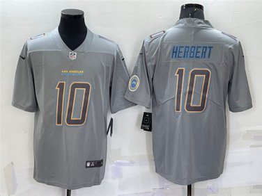 Activewear  Uniform #10 Justin Herbert Jerseys Gray Atmosphere Fashion Limited Shirt