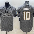 Activewear  Uniform #10 Justin Herbert Jerseys Grey Gridiron Baseball CoolBase Shirt