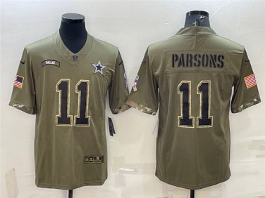 Activewear  Uniform #11 Micah Parsons Jerseys 2022 Olive Salute Service Limited Shirt