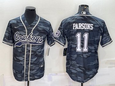 Activewear  Uniform #11 Micah Parsons Jerseys Grey Camo Baseball CoolBase Shirt