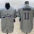 Activewear  Uniform #11 Micah Parsons Jerseys Grey Pinstripe Baseball CoolBase Shirt
