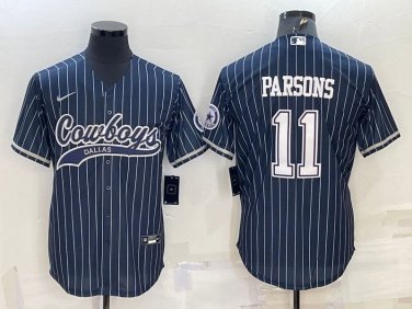 Activewear  Uniform #11 Micah Parsons Jerseys Navy Pinstripe Baseball CoolBase Shirt