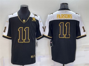 Activewear  Uniform #11 Micah Parsons Jerseys Thanksgiving Black Gold Limited Shirt