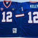 Activewear  Uniform #12 Jim Kelly Jerseys M&N Vintage Blue Throwback Shirt