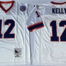 Activewear  Uniform #12 Jim Kelly Jerseys M&N Vintage White Throwback Shirt