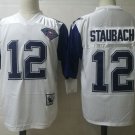 Activewear  Uniform #12 Roger Staubach Jerseys Vintage White Throwback Shirt