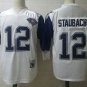 Activewear  Uniform #12 Roger Staubach Jerseys Vintage White Throwback Shirt
