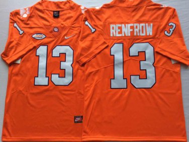 Activewear  Uniform #13 Hunter Renfrow Jerseys Orange Clemson Tigers Shirt