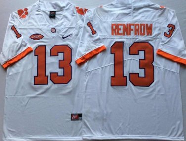 Activewear  Uniform #13 Hunter Renfrow Jerseys White Clemson Tigers Shirt