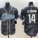 Activewear  Uniform #14 Amon-Ra St. Brown Jerseys Grey Camo Baseball CoolBase Shirt