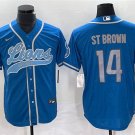 Activewear  Uniform #14 Amon-Ra St. Brown Jerseys Light Blue Baseball CoolBase Shirt