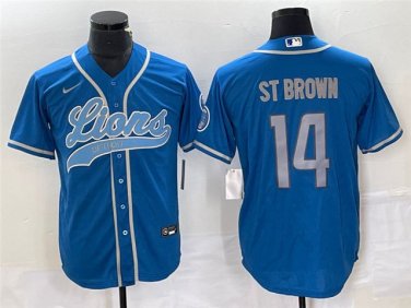 Activewear  Uniform #14 Amon-Ra St. Brown Jerseys Light Blue Baseball CoolBase Shirt