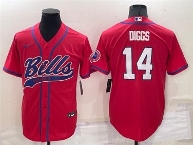 Activewear  Uniform #14 Stefon Diggs Jerseys Red Baseball CoolBase Shirt