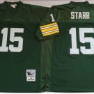 Activewear  Uniform #15 Bart Starr Jerseys M&N Vintage Green Throwback Shirt