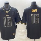 Activewear  Uniform #16 Jared Goff Jerseys Black Golded Edition Limited Shirt