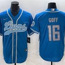 Activewear  Uniform #16 Jared Goff Jerseys Blue Baseball CoolBase Shirt