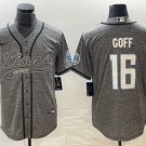 Activewear  Uniform #16 Jared Goff Jerseys Grey Gridiron Baseball CoolBase Shirt