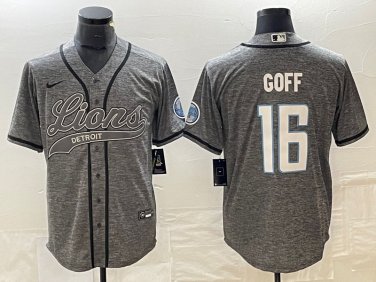 Activewear  Uniform #16 Jared Goff Jerseys Grey Gridiron Baseball CoolBase Shirt