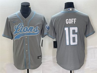 Activewear  Uniform #16 Jared Goff Jerseys Silver Baseball CoolBase Shirt