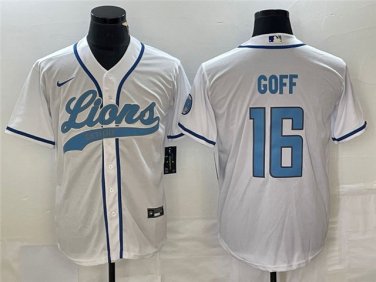Activewear  Uniform #16 Jared Goff Jerseys White Baseball CoolBase Shirt