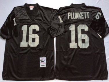Activewear  Uniform #16 Jim Plunkett Jerseys M&N Vintage Black Throwback Shirt