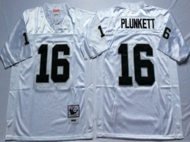 Activewear  Uniform #16 Jim Plunkett Jerseys M&N Vintage White Throwback Shirt