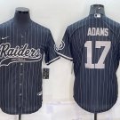 Activewear  Uniform #17 Davante Adams Jerseys Black Pinstripe Baseball CoolBase Shirt
