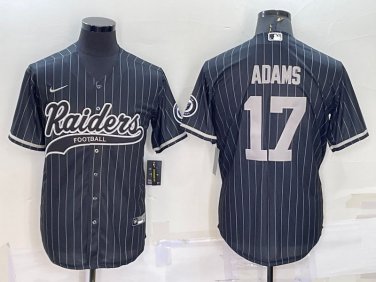 Activewear  Uniform #17 Davante Adams Jerseys Black Pinstripe Baseball CoolBase Shirt