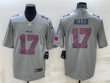 Activewear  Uniform #17 Josh Allen Jerseys Gray Atmosphere Fashion Limited Shirt