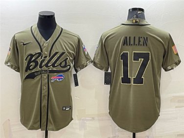Activewear  Uniform #17 Josh Allen Jerseys Olive Salute To Service Baseball Cool Shirt
