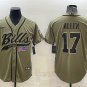 Activewear  Uniform #17 Josh Allen Jerseys Olive Salute To Service Baseball Cool Shirt