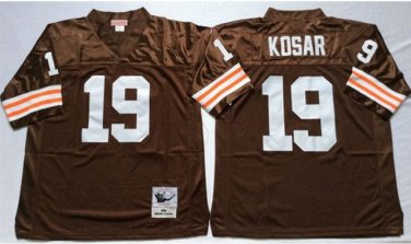 Activewear  Uniform #19 Bernie Kosar Jerseys M&N Vintage Brown Throwback Shirt