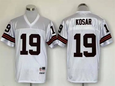 Activewear  Uniform #19 Bernie Kosar Jerseys M&N Vintage White Throwback Shirt
