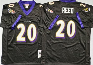 Activewear  Uniform #20 Ed Reed Jerseys Vintage 2004 Throwback Black Shirt