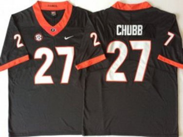 Activewear  Uniform #27 Nick Chubb Jerseys Black GA Bulldogs College Shirt