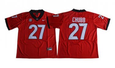 Activewear  Uniform #27 Nick Chubb Jerseys Red GA Bulldogs College Shirt