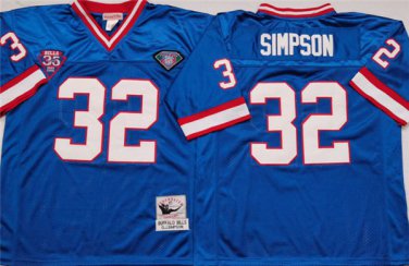 Activewear  Uniform #32 O.J. Simpson Jerseys M&N Vintage Blue Throwback Shirt