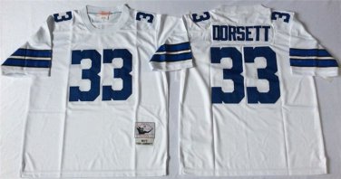 Activewear  Uniform #33 Tony Dorsett Jerseys M&N Vintage White Throwback Shirt